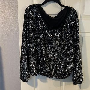 Elegant Black Sequin Blouse